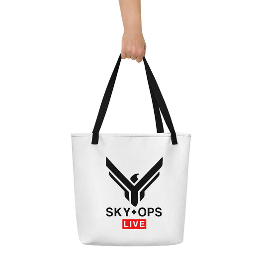 Large Tote Bag 16"x20" White - Sky Ops Classic Logo