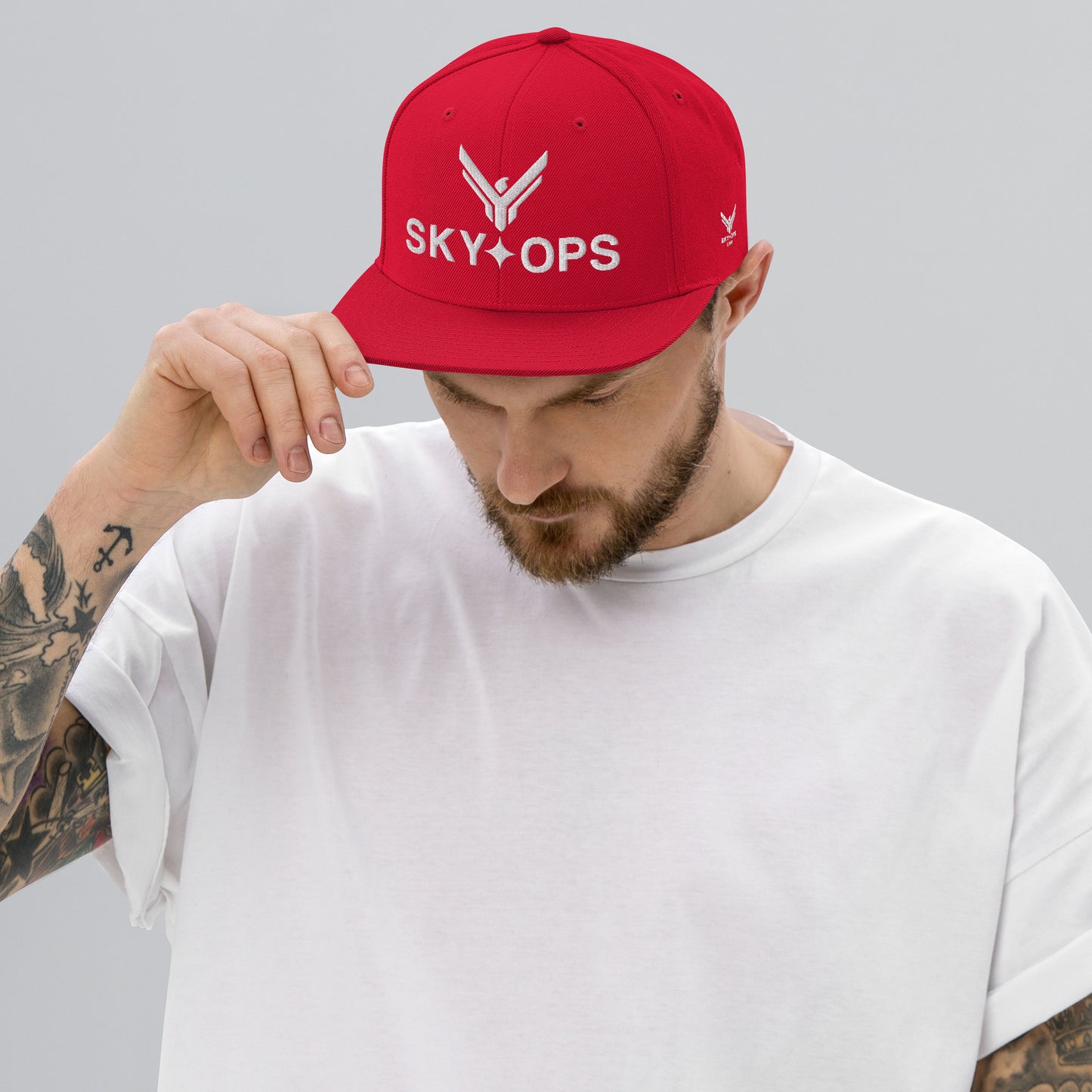 The Red Cap - Sky Ops Live Custom Logo (White Embroidery)