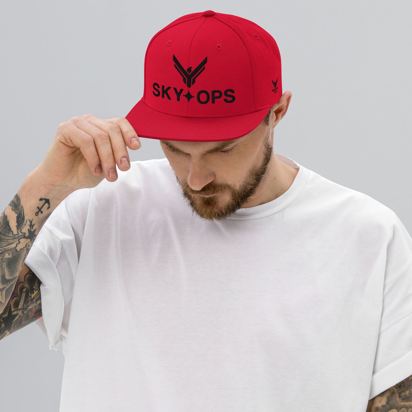 The Red Cap - Sky Ops Live Custom Logo (Black Embroidery)