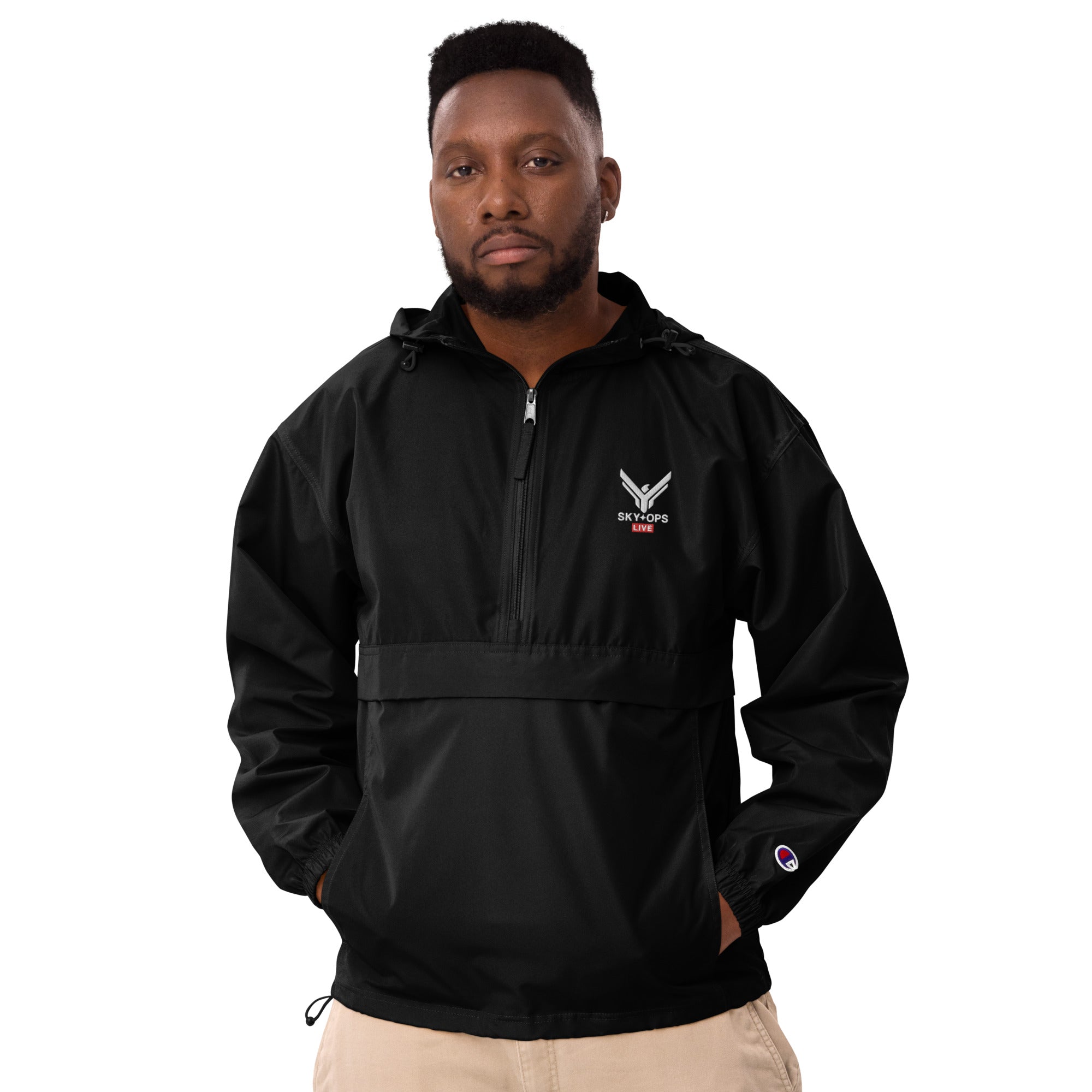 Embroidered Packable Jacket - Sky Ops Live Classic Logo