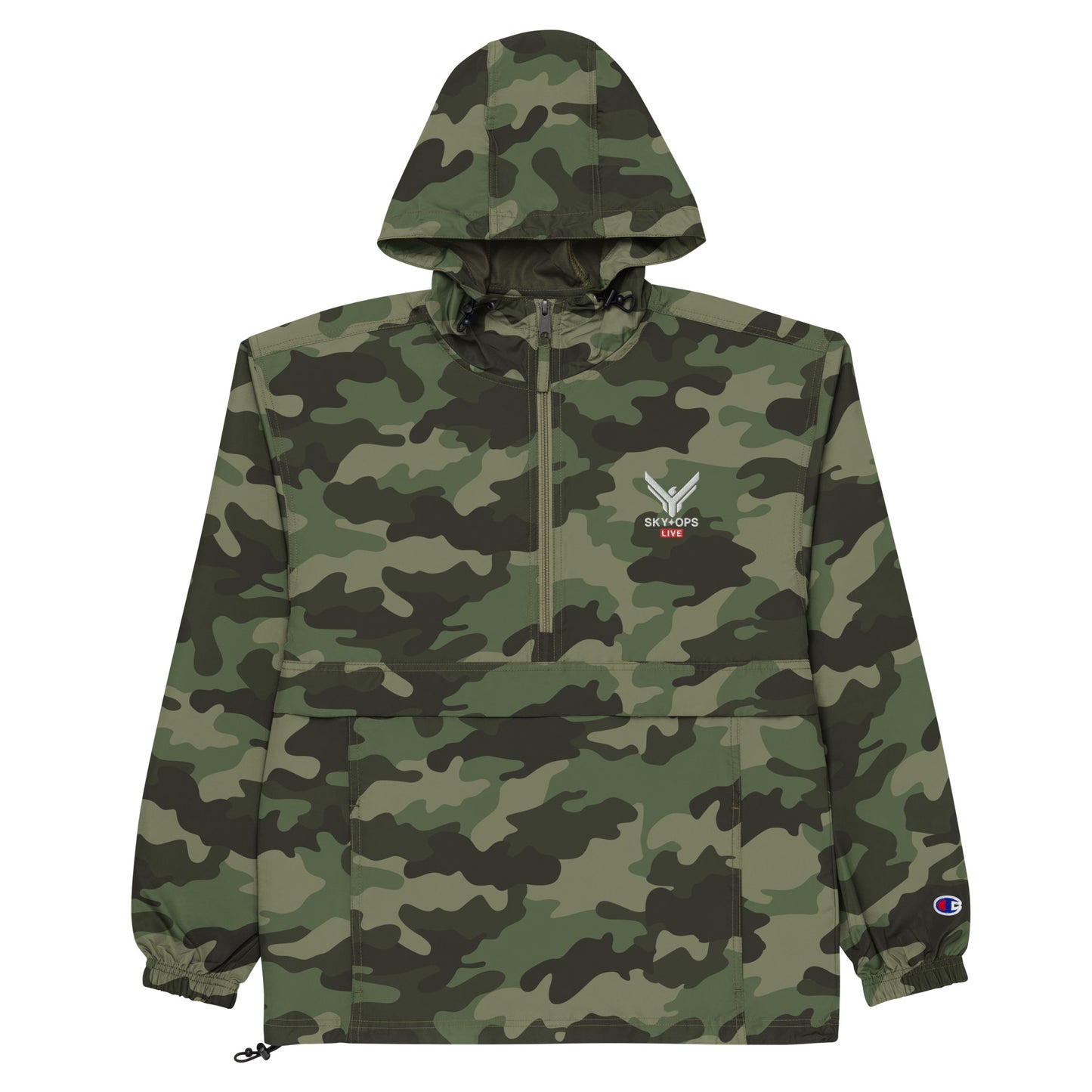 Embroidered Packable Jacket - Sky Ops Live Classic Logo
