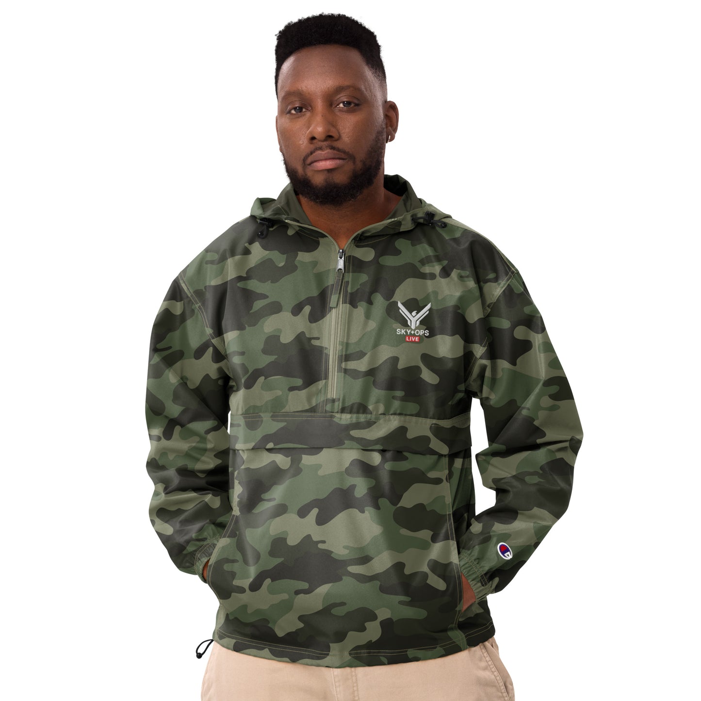 Embroidered Packable Jacket - Sky Ops Live Classic Logo