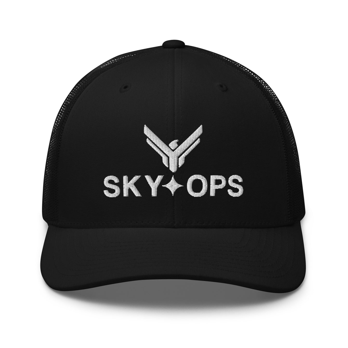 Trucker Cap - Sky Ops Live Custom Logo (Black w/White Embroidery)