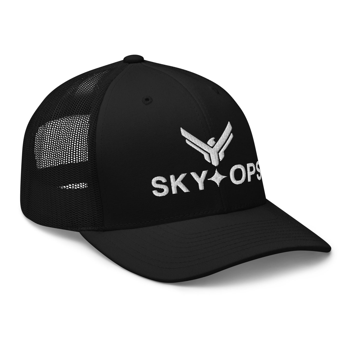 Trucker Cap - Sky Ops Live Custom Logo (Black w/White Embroidery)