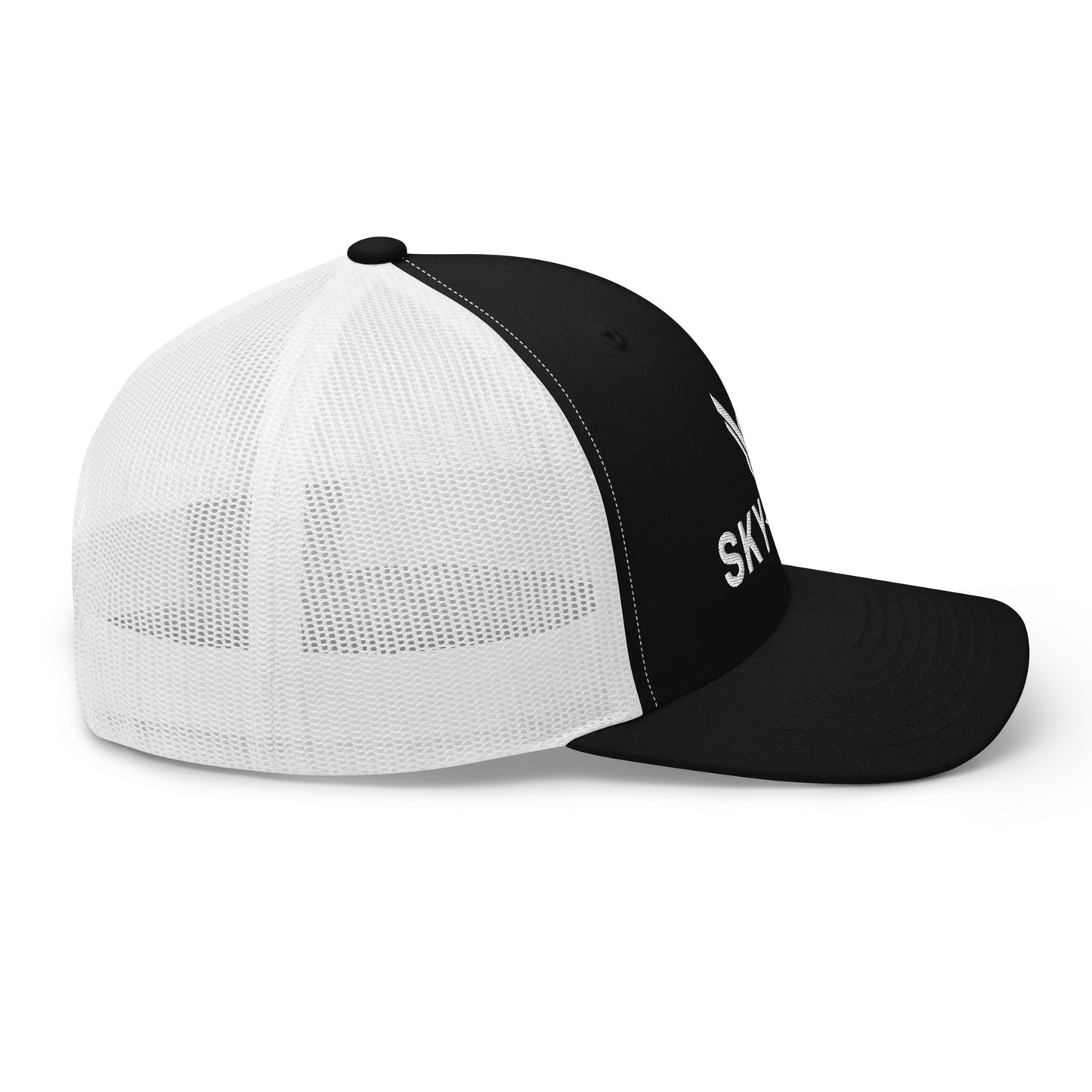 Trucker Cap - Sky Ops Live Custom Logo (Black/White w/White Embroidery)