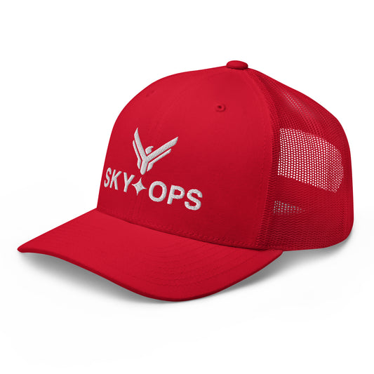 Trucker Cap - Sky Ops Live Custom Logo (Thunderbird Red w/White Embroidery)