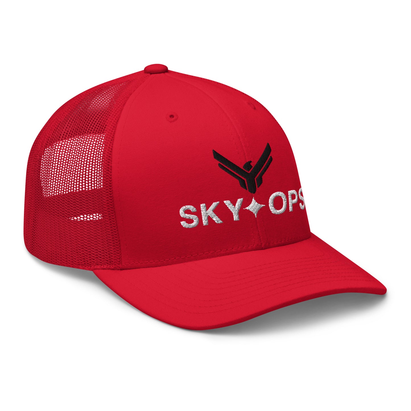 Trucker Cap - Sky Ops Live Custom Logo (Thunderbird Red w/Black/White Embroidery)