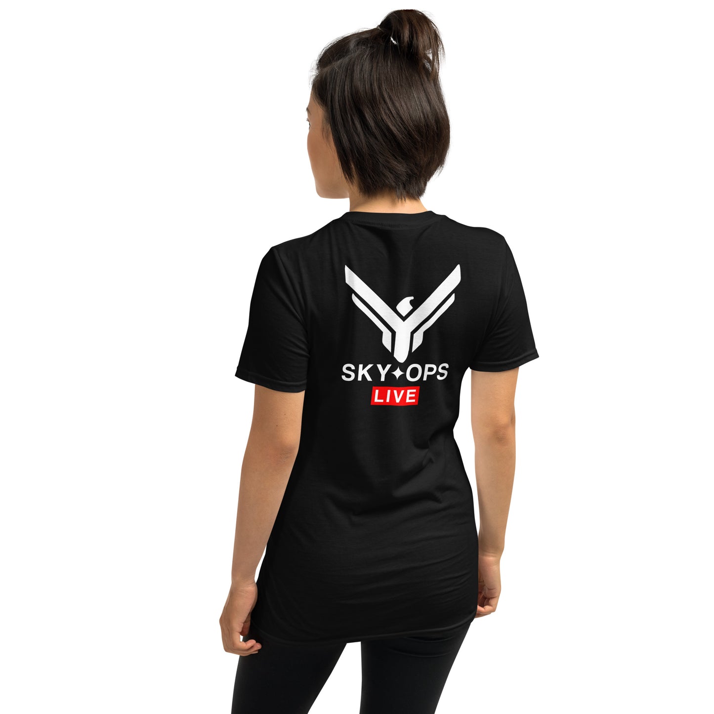 Short-Sleeve Unisex T-Shirt - Sky Ops Live Classic Logo on Back w/ Front Corner Logo