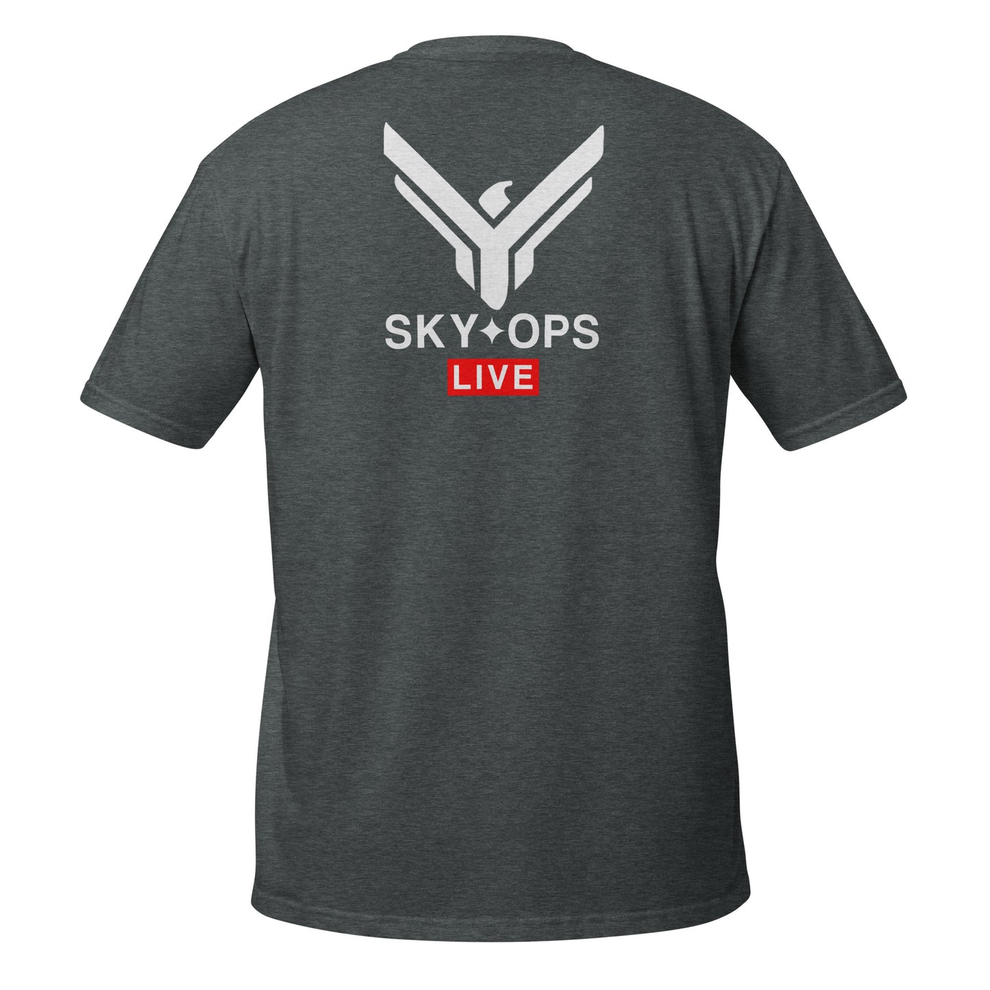 Short-Sleeve Unisex T-Shirt - Sky Ops Live Classic Logo on Back w/ Front Corner Logo