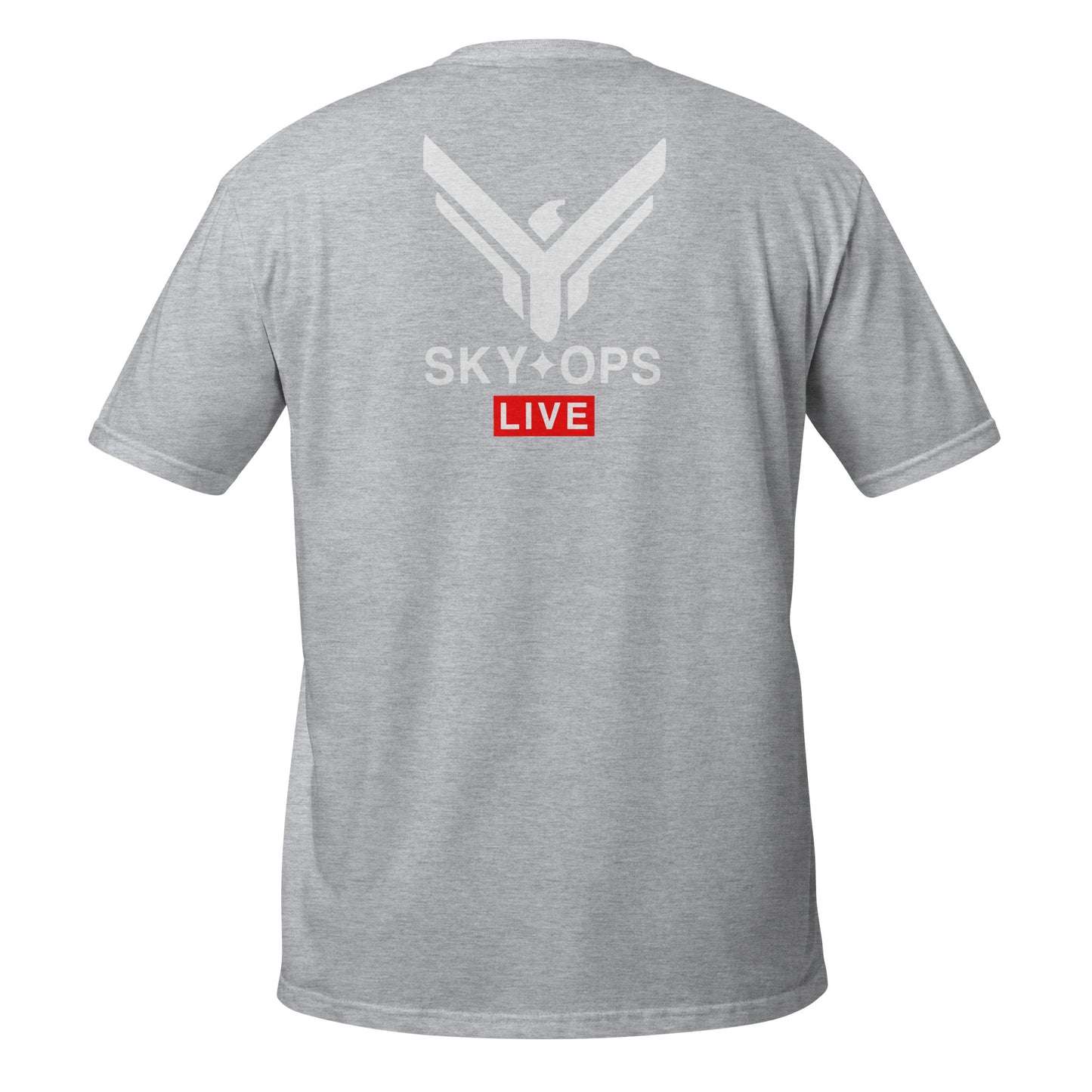 Short-Sleeve Unisex T-Shirt - Sky Ops Live Classic Logo on Back w/ Front Corner Logo