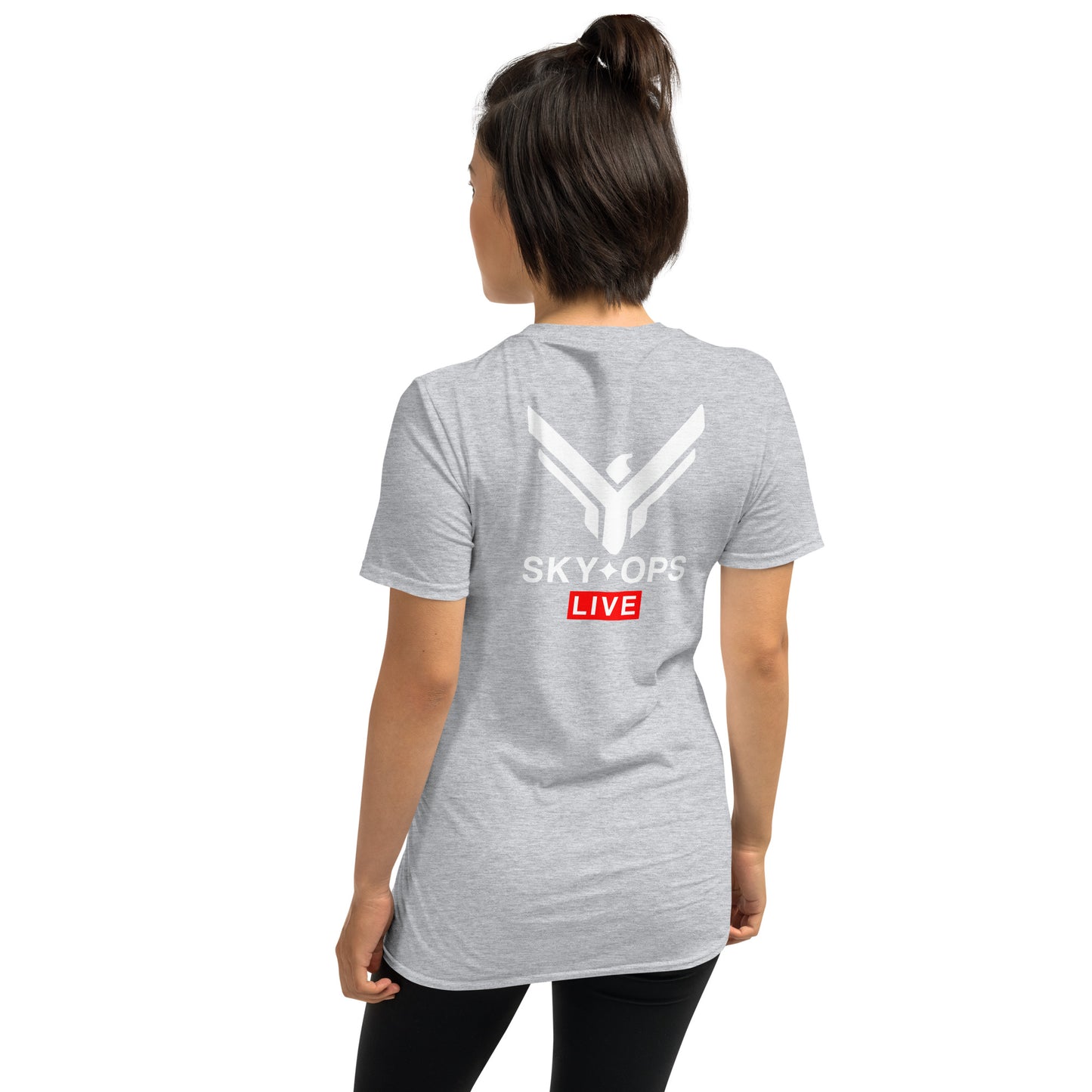 Short-Sleeve Unisex T-Shirt - Sky Ops Live Classic Logo on Back w/ Front Corner Logo