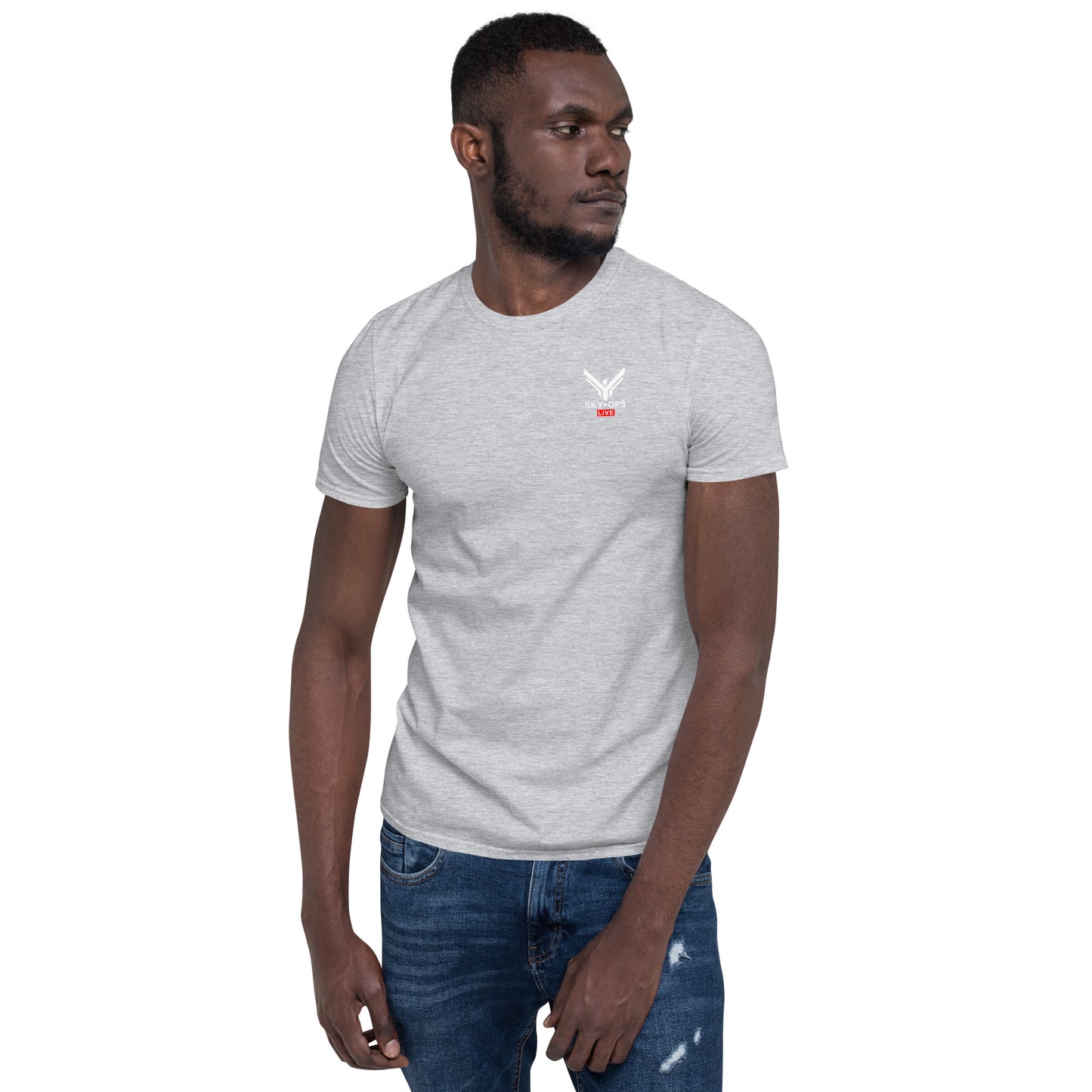 Short-Sleeve Unisex T-Shirt - Sky Ops Live Classic Logo on Back w/ Front Corner Logo