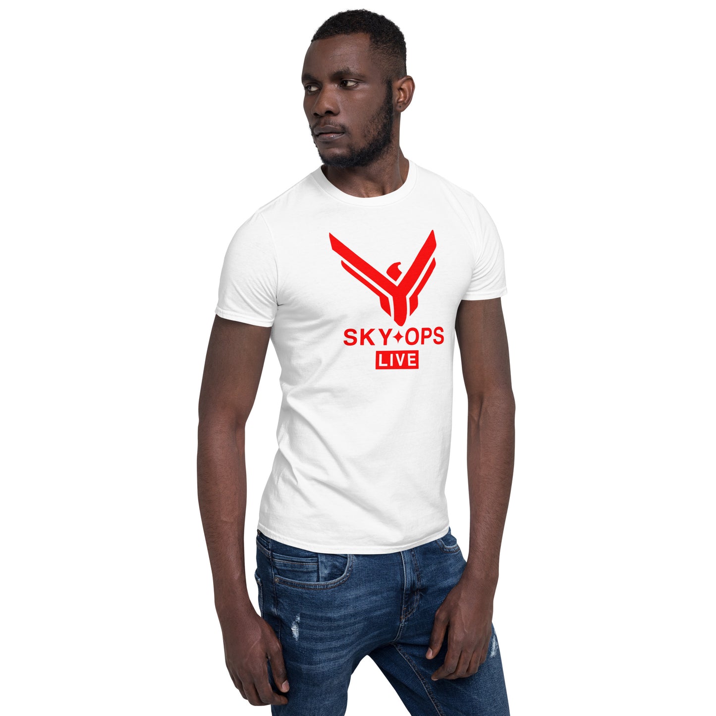 Short-Sleeve Unisex T-Shirt - Sky Ops Live Classic Logo Front in Thunderbird Red