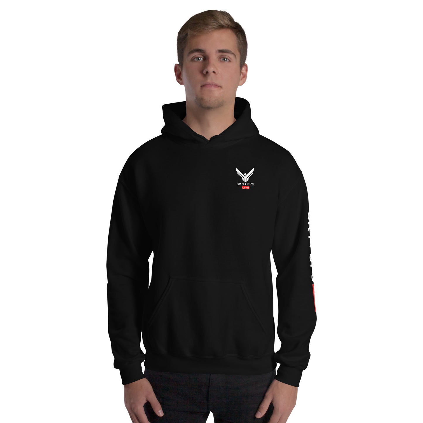 Unisex Hoodie - Sky Ops Live Classic Logo Left Front w/ Signature Logo on Right Sleeve