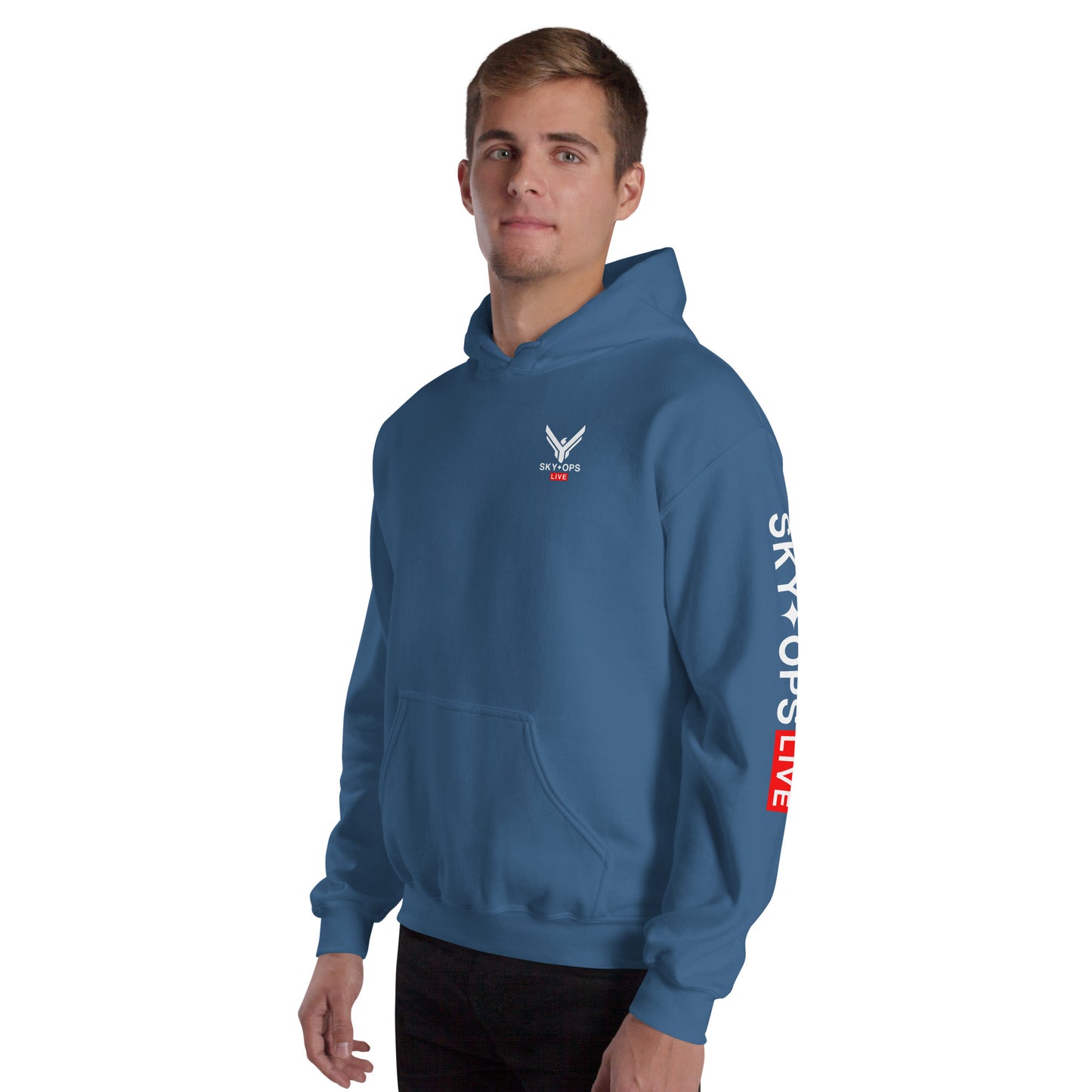 Unisex Hoodie - Sky Ops Live Classic Logo Left Front w/ Signature Logo on Right Sleeve