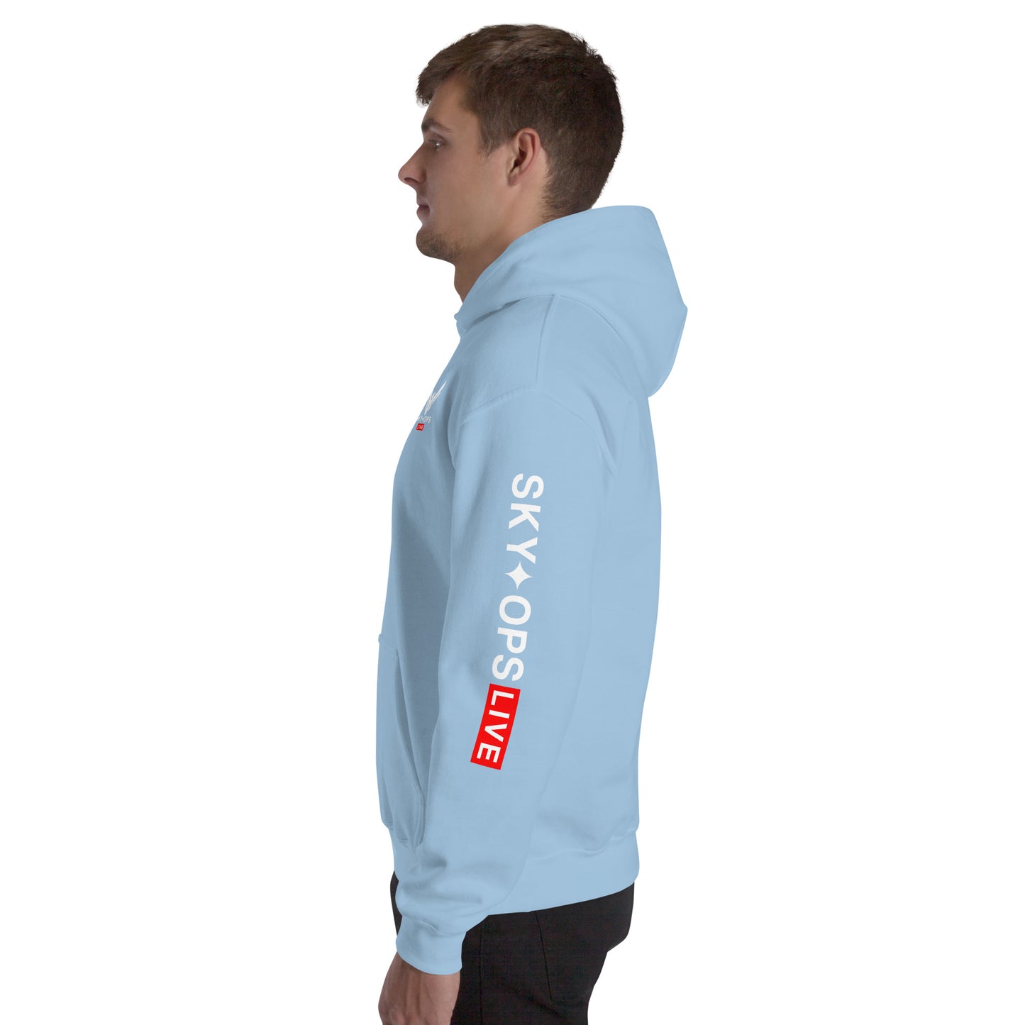 Unisex Hoodie - Sky Ops Live Classic Logo Left Front w/ Signature Logo on Right Sleeve