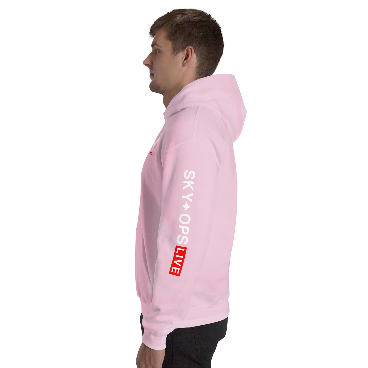 Unisex Hoodie - Sky Ops Live Classic Logo Left Front w/ Signature Logo on Right Sleeve