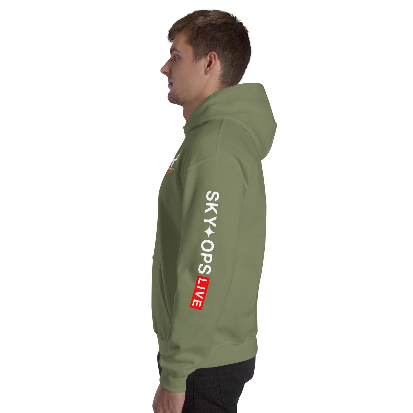 Unisex Hoodie - Sky Ops Live Classic Logo Left Front w/ Signature Logo on Right Sleeve