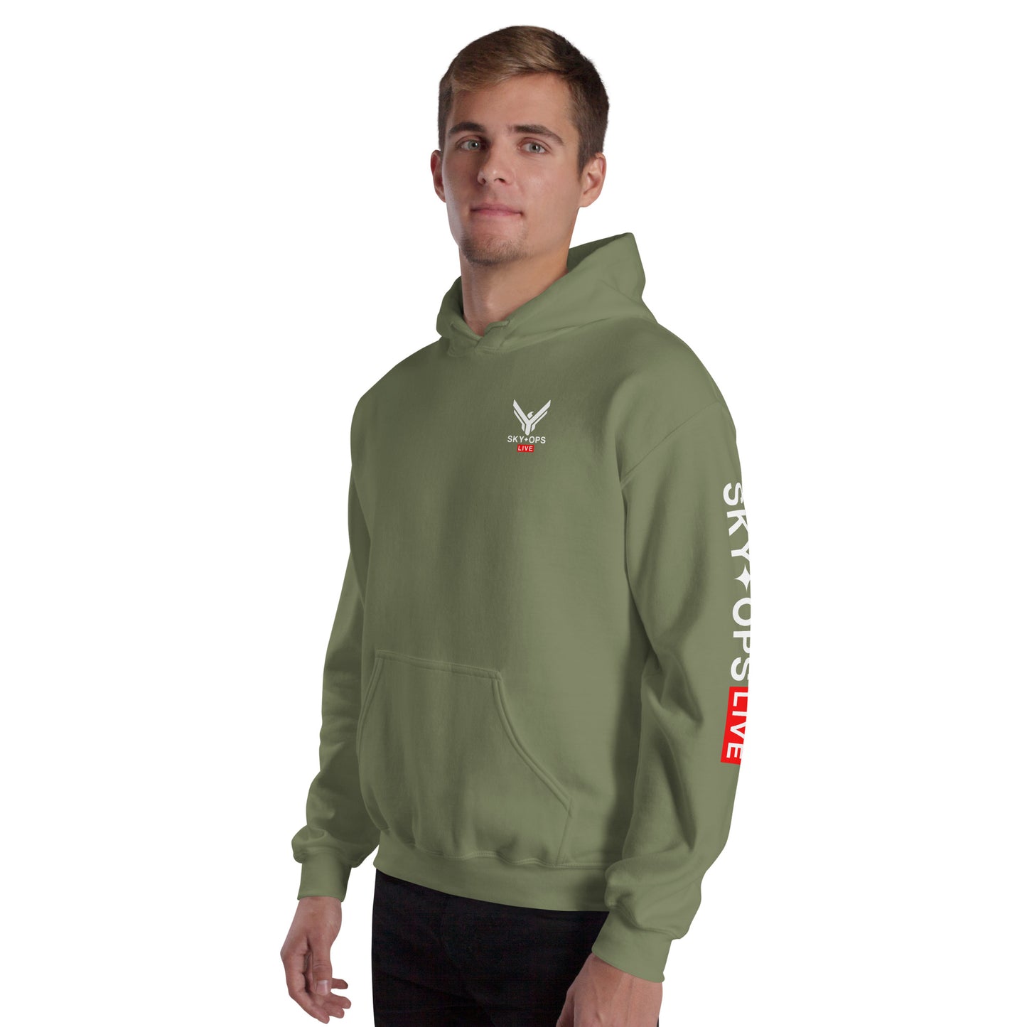 Unisex Hoodie - Sky Ops Live Classic Logo Left Front w/ Signature Logo on Right Sleeve