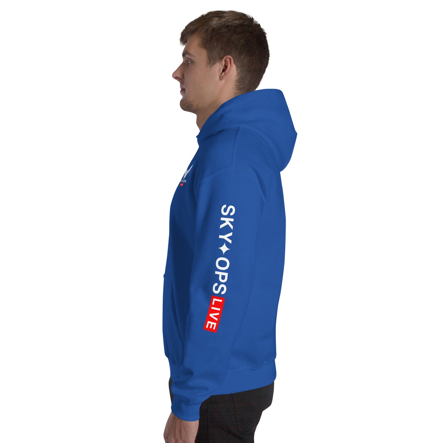 Unisex Hoodie - Sky Ops Live Classic Logo Left Front w/ Signature Logo on Right Sleeve