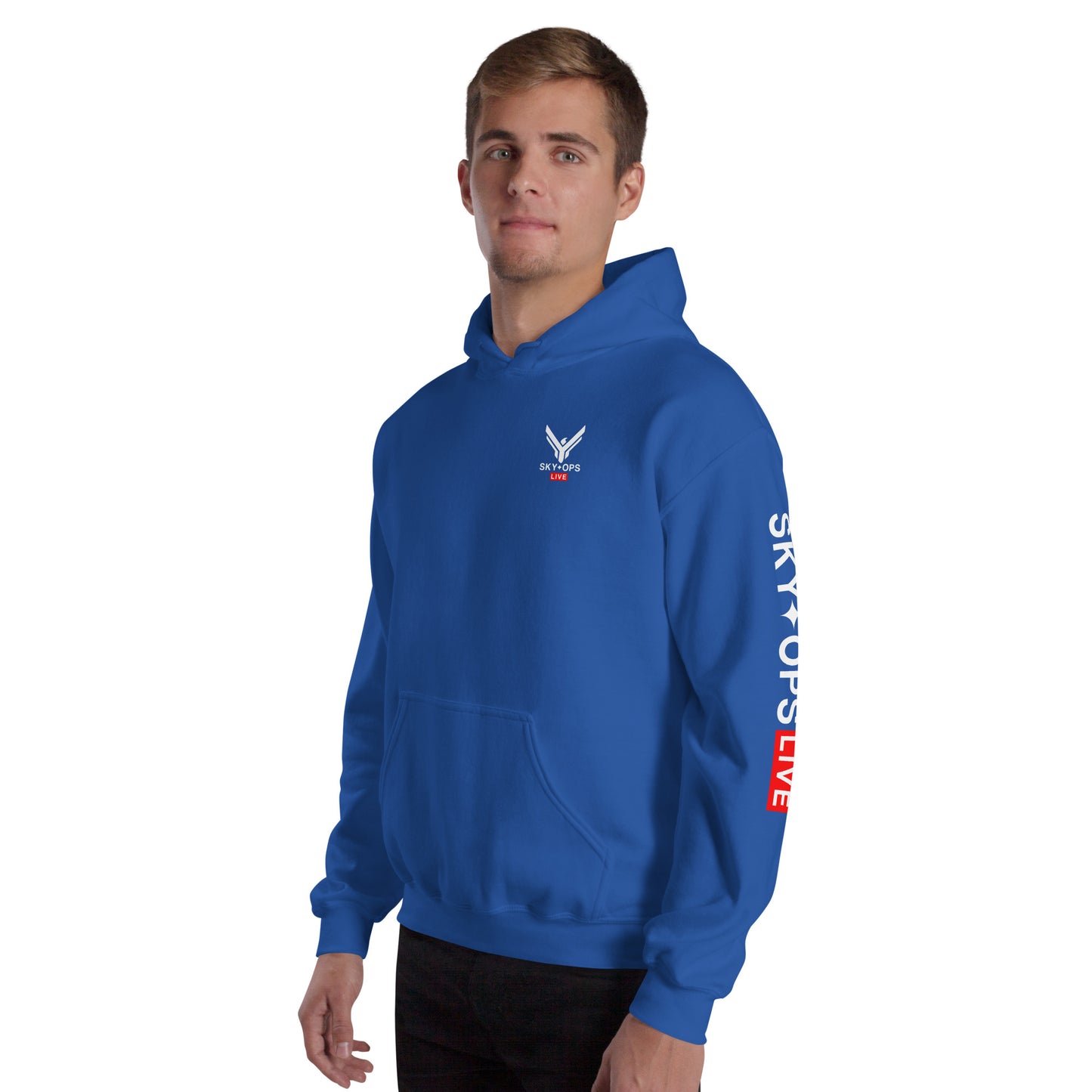 Unisex Hoodie - Sky Ops Live Classic Logo Left Front w/ Signature Logo on Right Sleeve