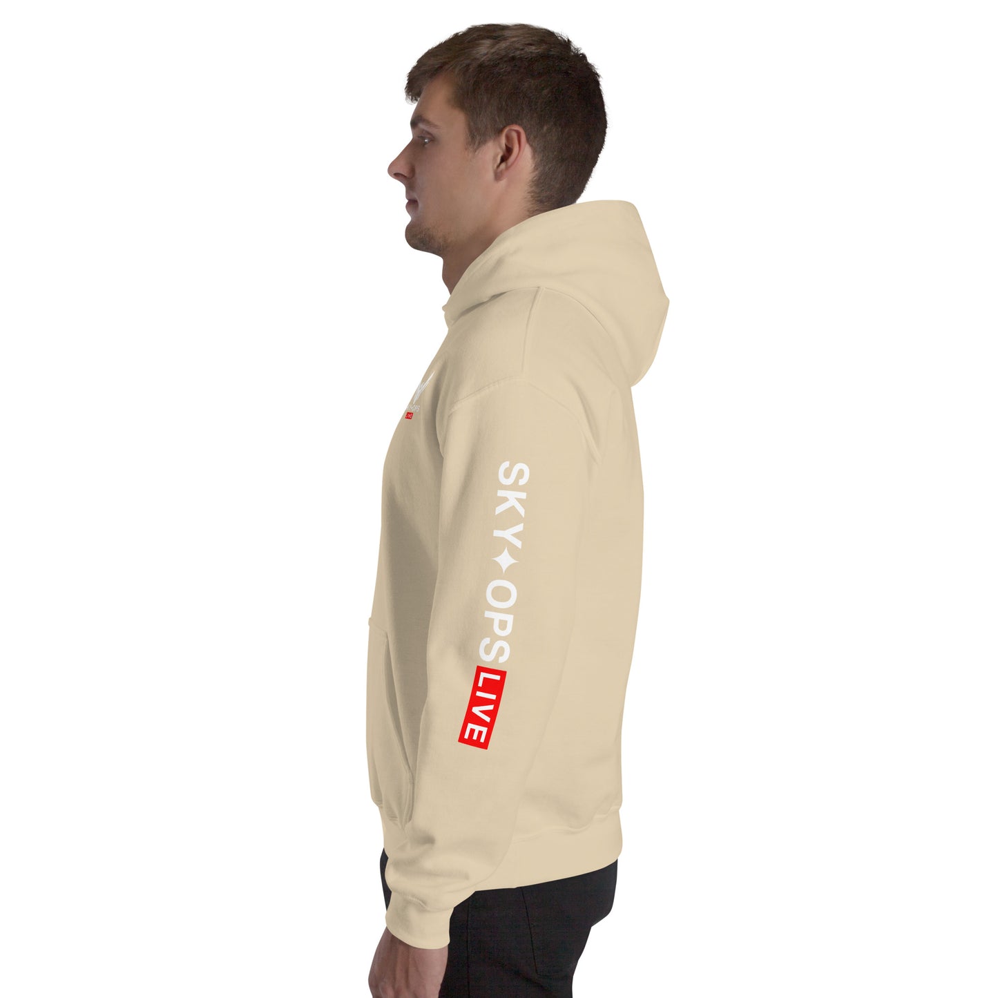 Unisex Hoodie - Sky Ops Live Classic Logo Left Front w/ Signature Logo on Right Sleeve