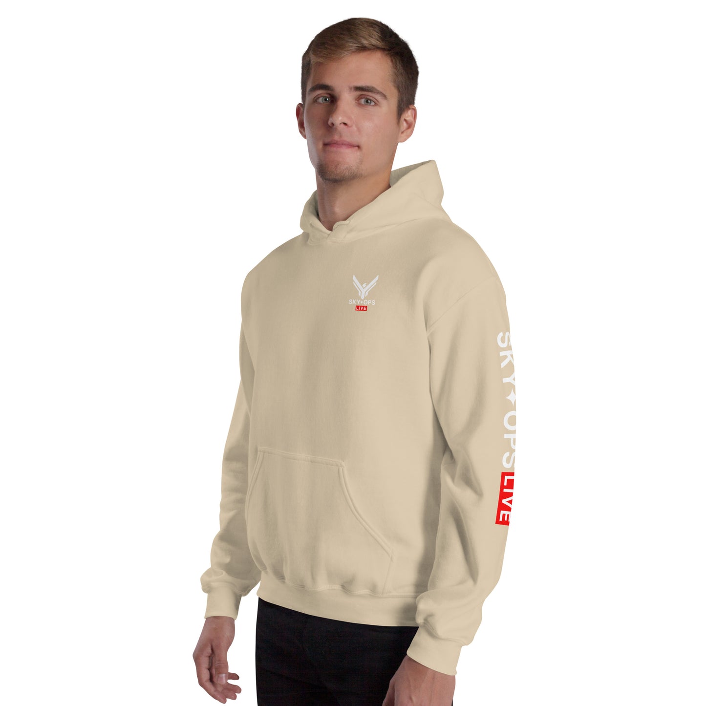 Unisex Hoodie - Sky Ops Live Classic Logo Left Front w/ Signature Logo on Right Sleeve