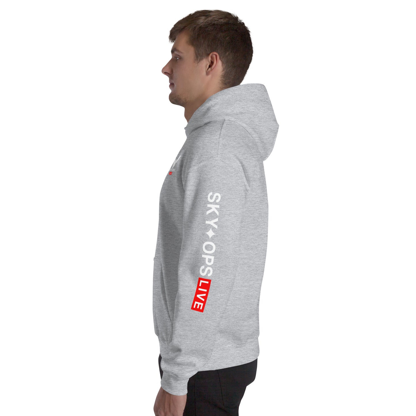 Unisex Hoodie - Sky Ops Live Classic Logo Left Front w/ Signature Logo on Right Sleeve