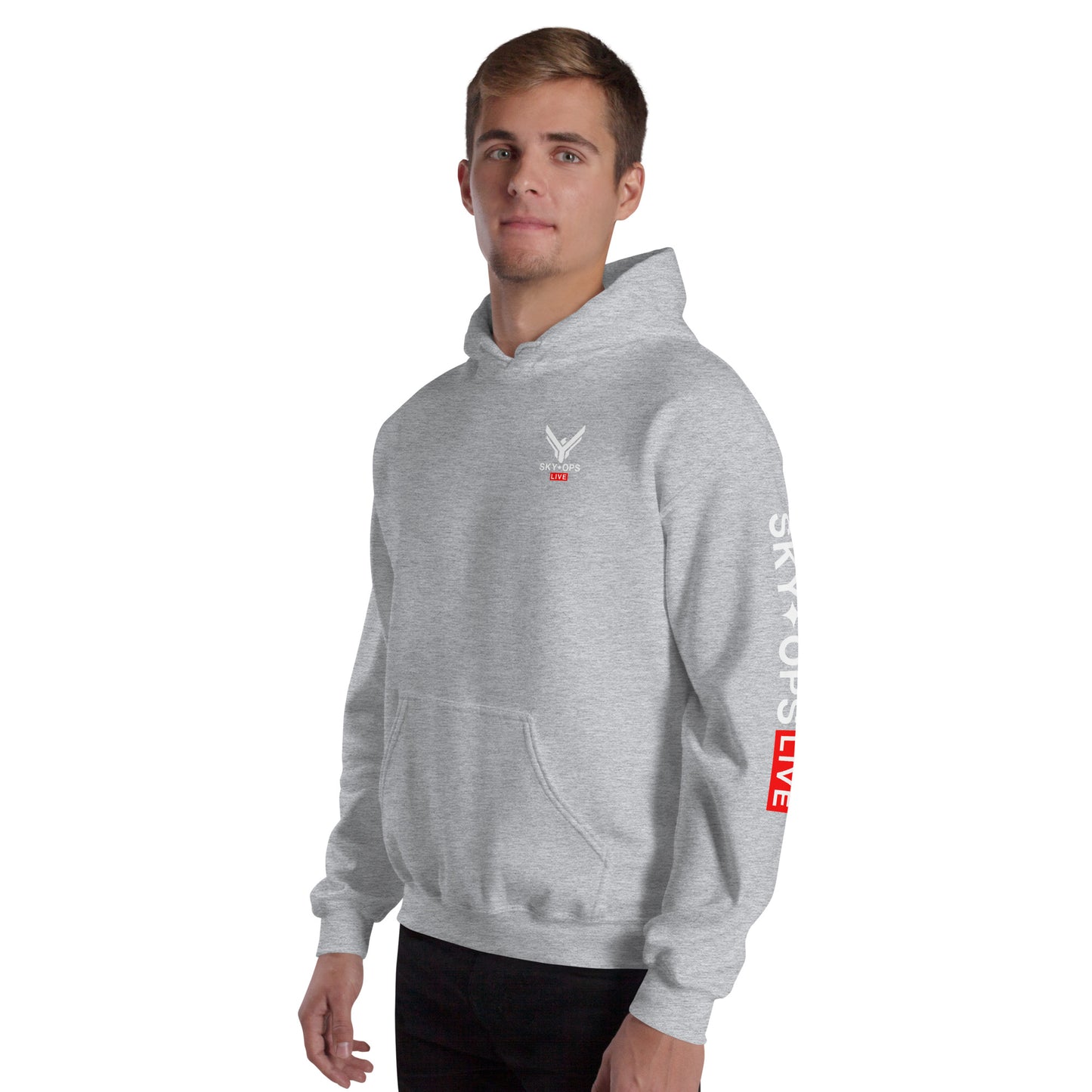 Unisex Hoodie - Sky Ops Live Classic Logo Left Front w/ Signature Logo on Right Sleeve