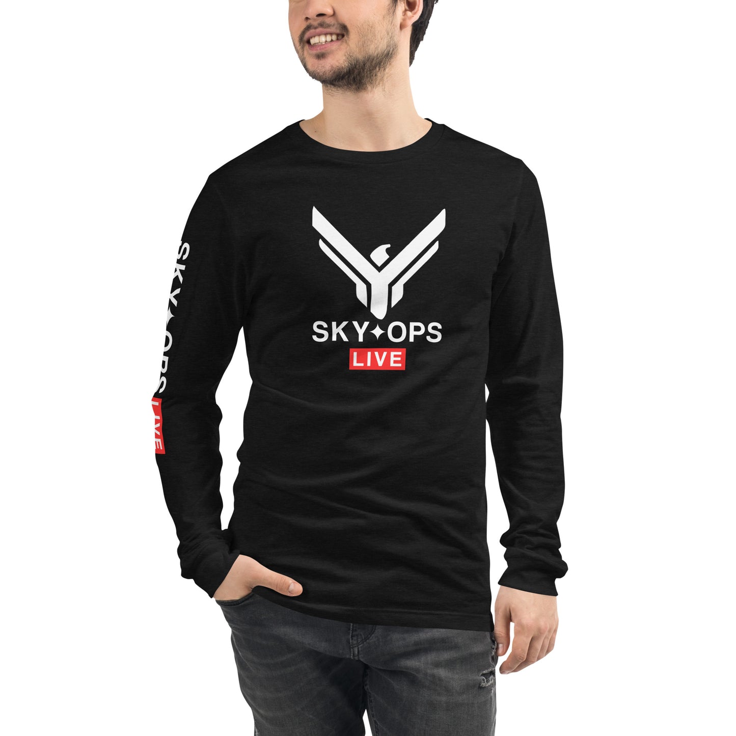 Unisex Long Sleeve Tee - Sky Ops Live Classic Logo on Front