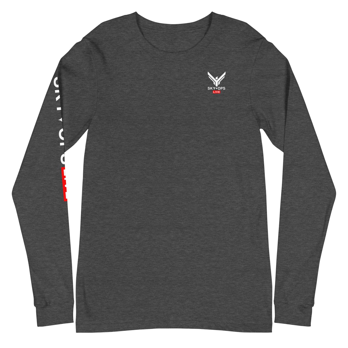 Unisex Long Sleeve Tee - Sky Ops Live Classic Logo on Back w/ Signature Logo Right Sleeve