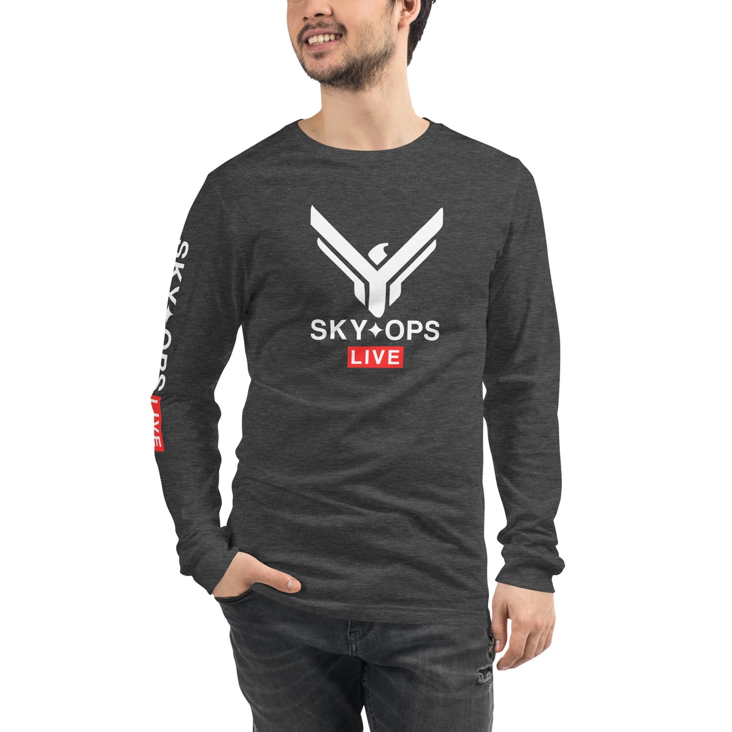 Unisex Long Sleeve Tee - Sky Ops Live Classic Logo on Front