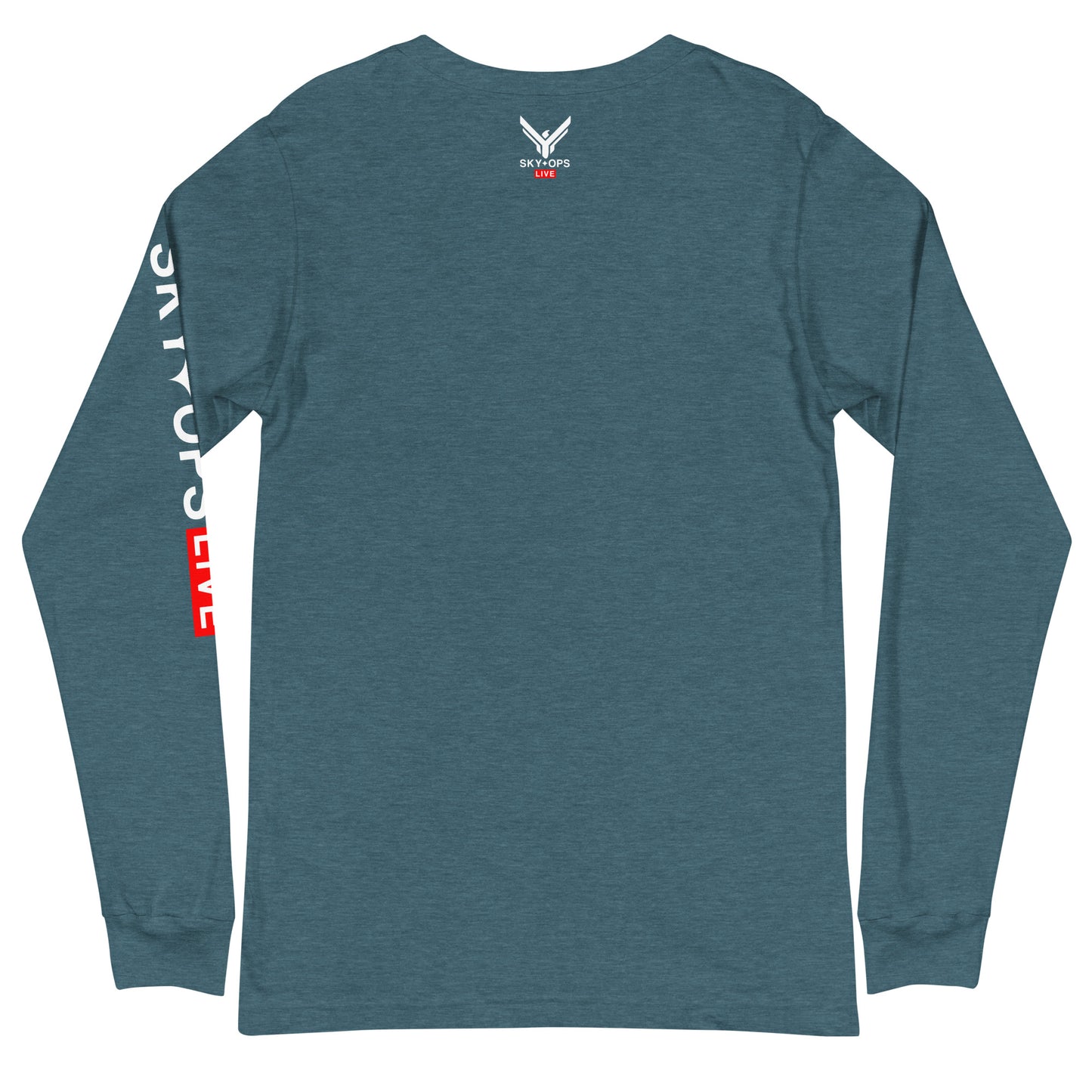 Unisex Long Sleeve Tee - Sky Ops Live Classic Logo Mini on Front & Back w/ Signature Logo Left Sleeve