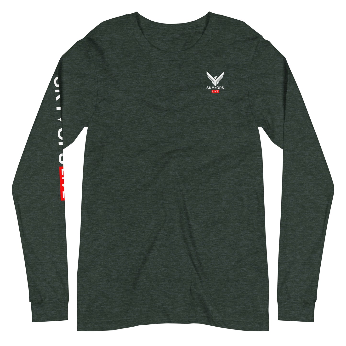 Unisex Long Sleeve Tee - Sky Ops Live Classic Logo on Back w/ Signature Logo Right Sleeve