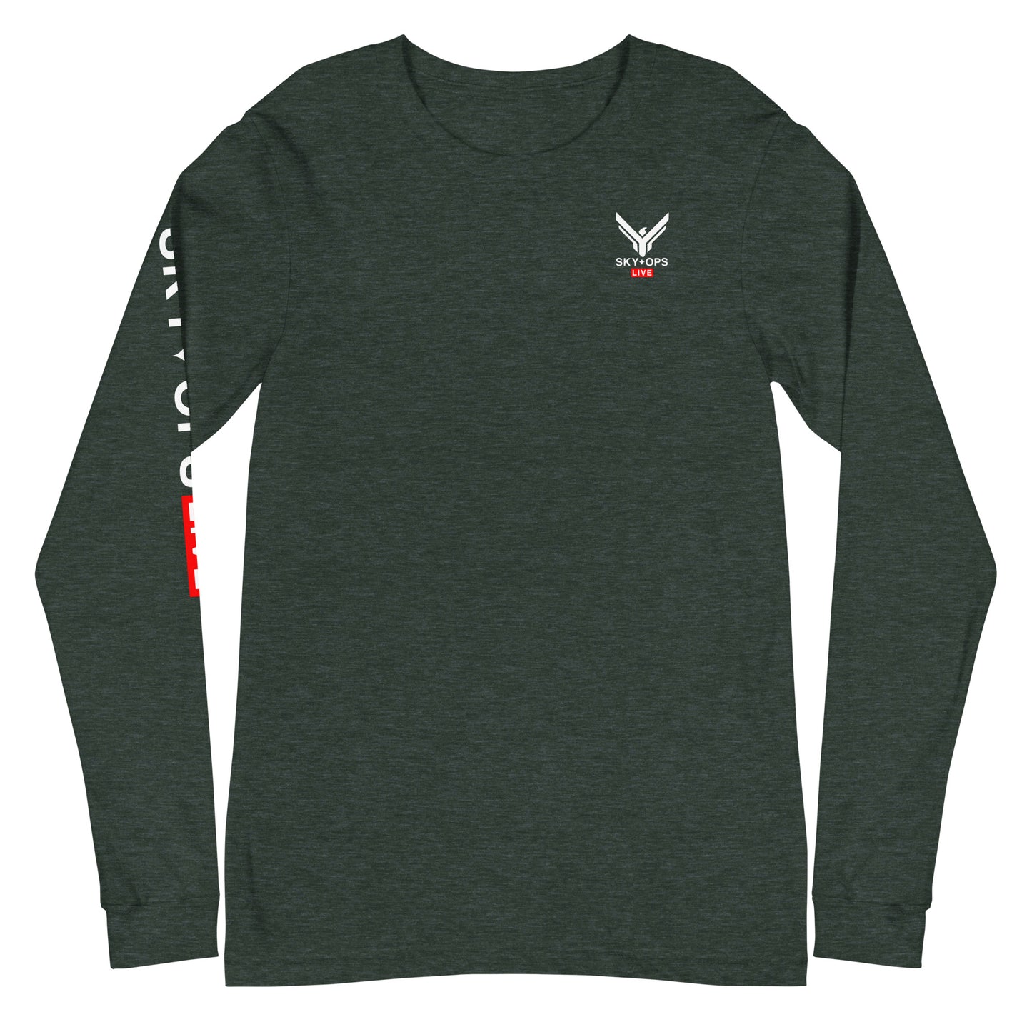 Unisex Long Sleeve Tee - Sky Ops Live Classic Logo on Back w/ Signature Logo Right Sleeve