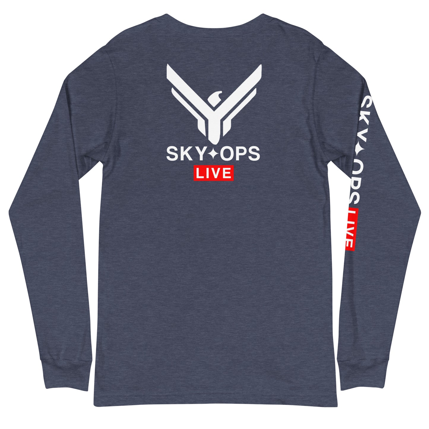 Unisex Long Sleeve Tee - Sky Ops Live Classic Logo on Back w/ Signature Logo Right Sleeve