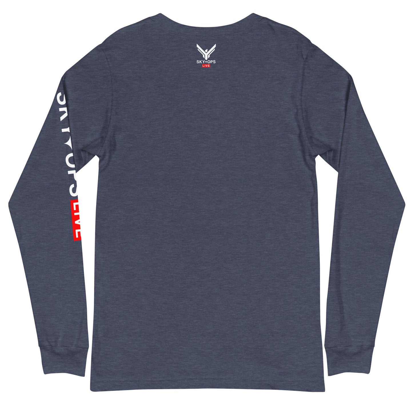 Unisex Long Sleeve Tee - Sky Ops Live Classic Logo Mini on Front & Back w/ Signature Logo Left Sleeve