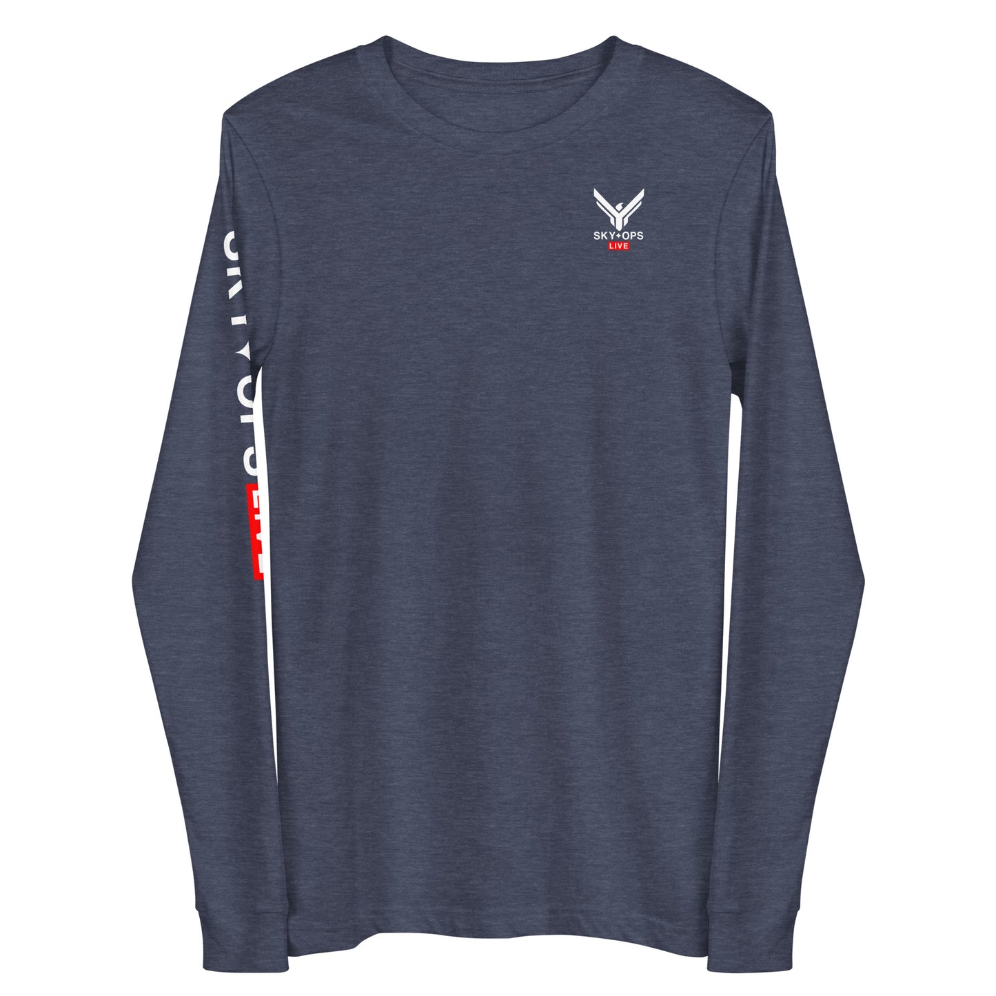 Unisex Long Sleeve Tee - Sky Ops Live Classic Logo on Back w/ Signature Logo Right Sleeve