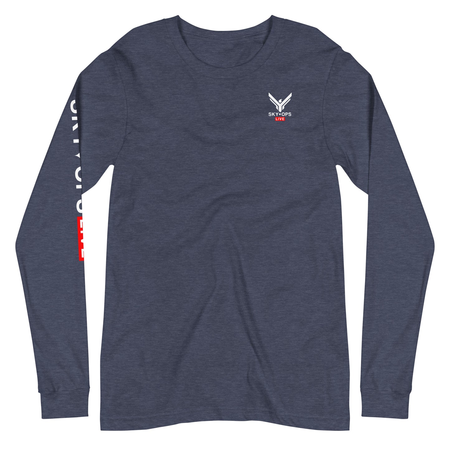 Unisex Long Sleeve Tee - Sky Ops Live Classic Logo on Back w/ Signature Logo Right Sleeve