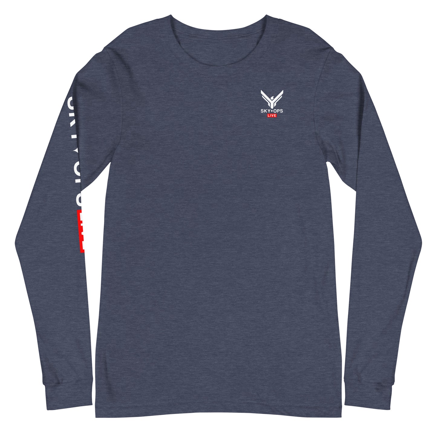 Unisex Long Sleeve Tee - Sky Ops Live Classic Logo on Back w/ Signature Logo Right Sleeve