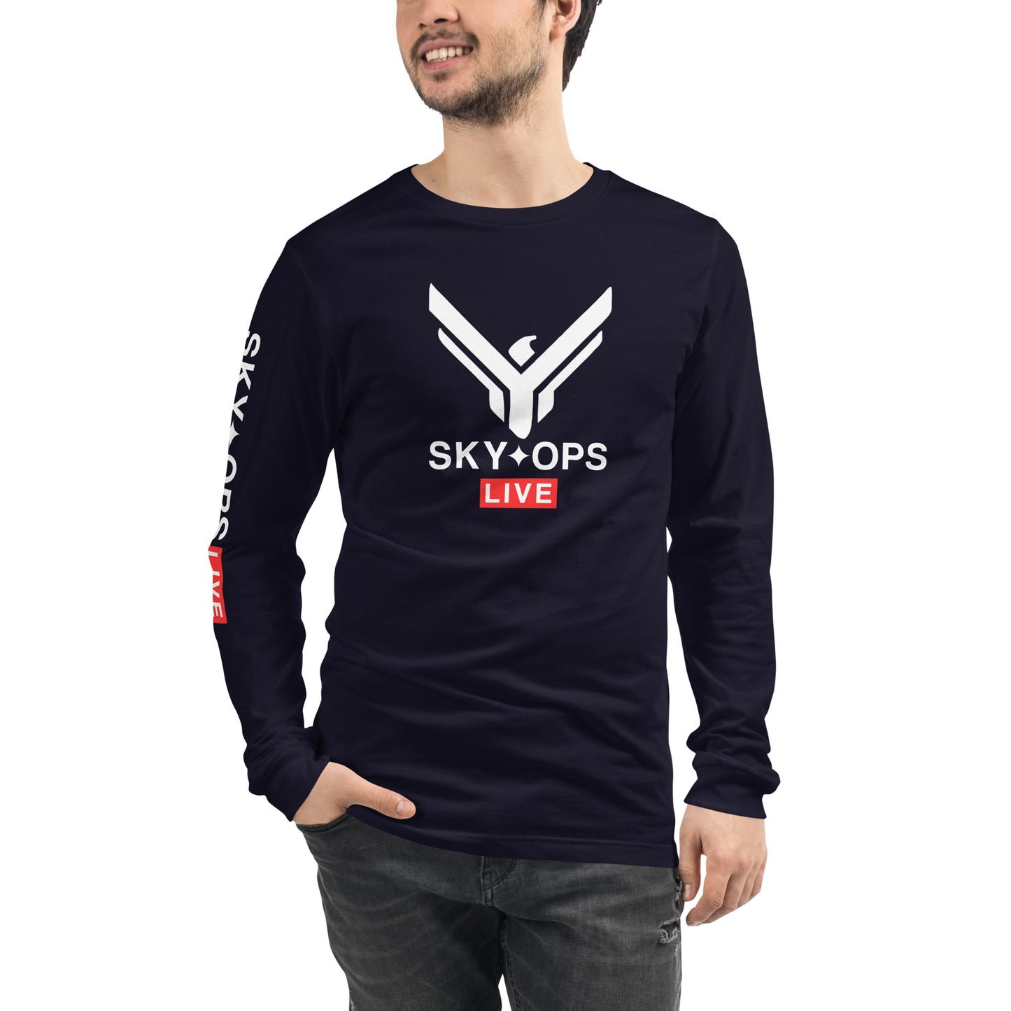 Unisex Long Sleeve Tee - Sky Ops Live Classic Logo on Front