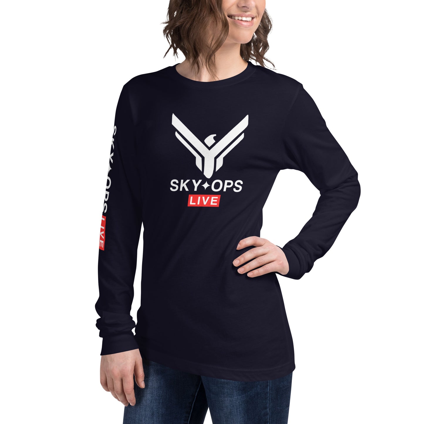 Unisex Long Sleeve Tee - Sky Ops Live Classic Logo on Front