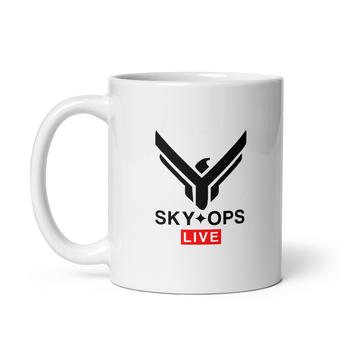 White Glossy Mug - Sky Ops Live Classic Logo