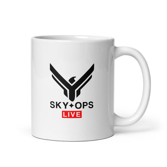 White Glossy Mug - Sky Ops Live Classic Logo