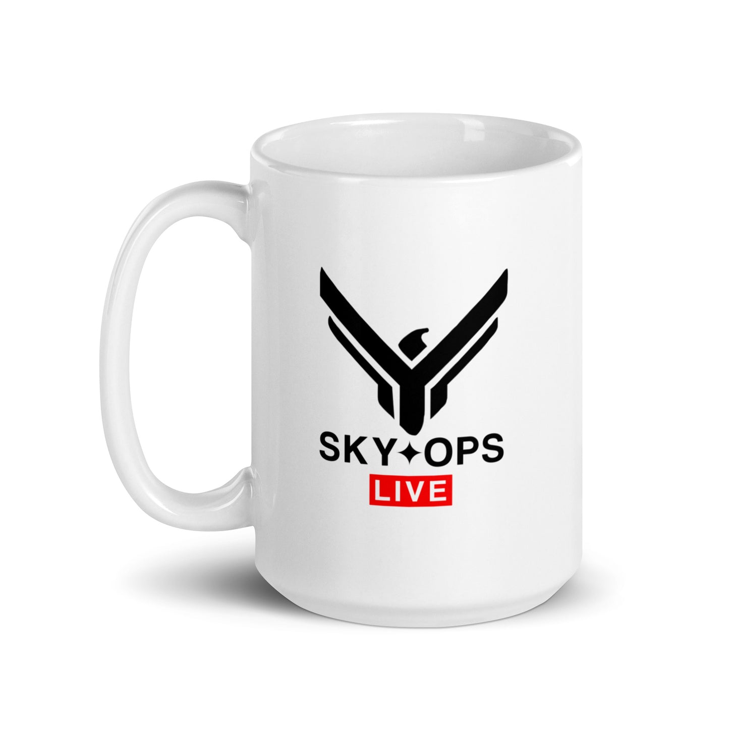 White Glossy Mug - Sky Ops Live Classic Logo