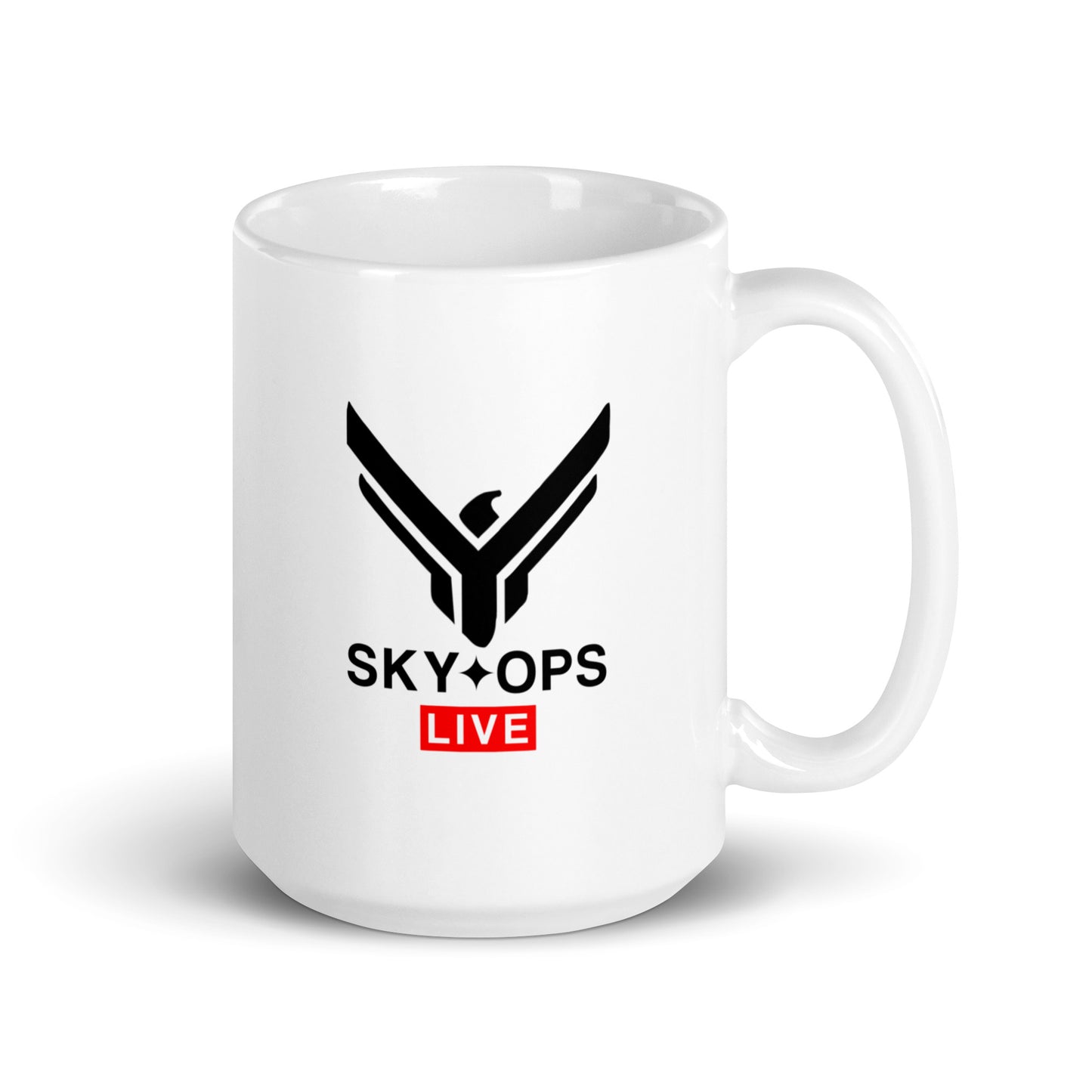 White Glossy Mug - Sky Ops Live Classic Logo