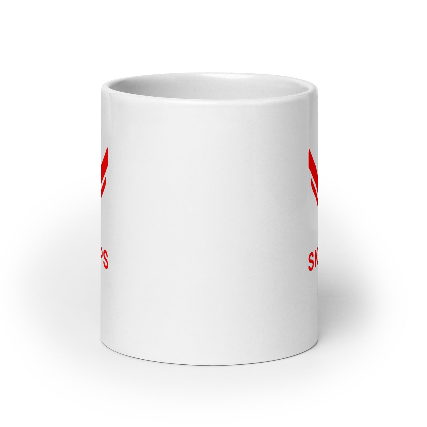 White glossy Mug - Sky Ops Live Classic Logo in Thunderbird Red