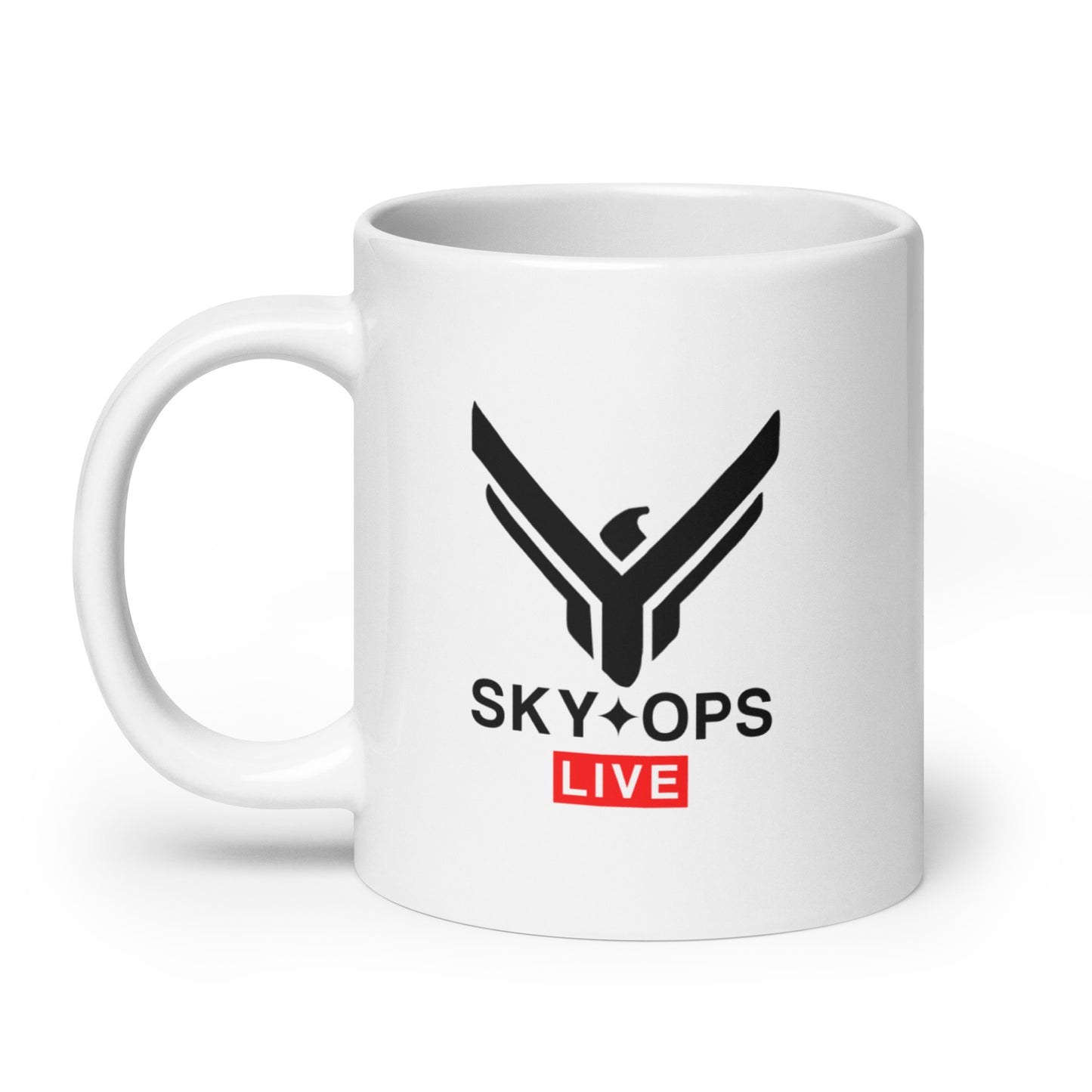 White Glossy Mug - Sky Ops Live Classic Logo