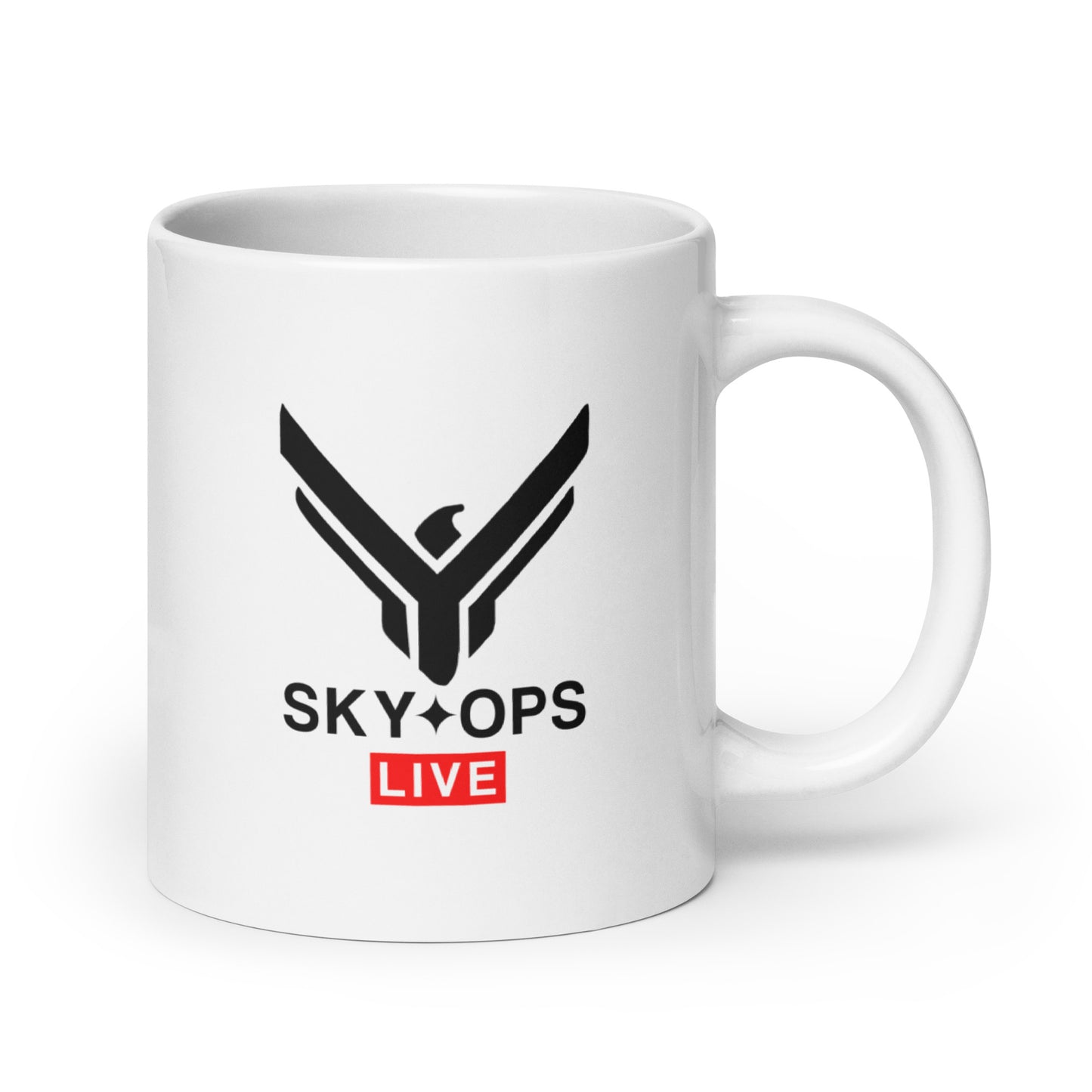 White Glossy Mug - Sky Ops Live Classic Logo