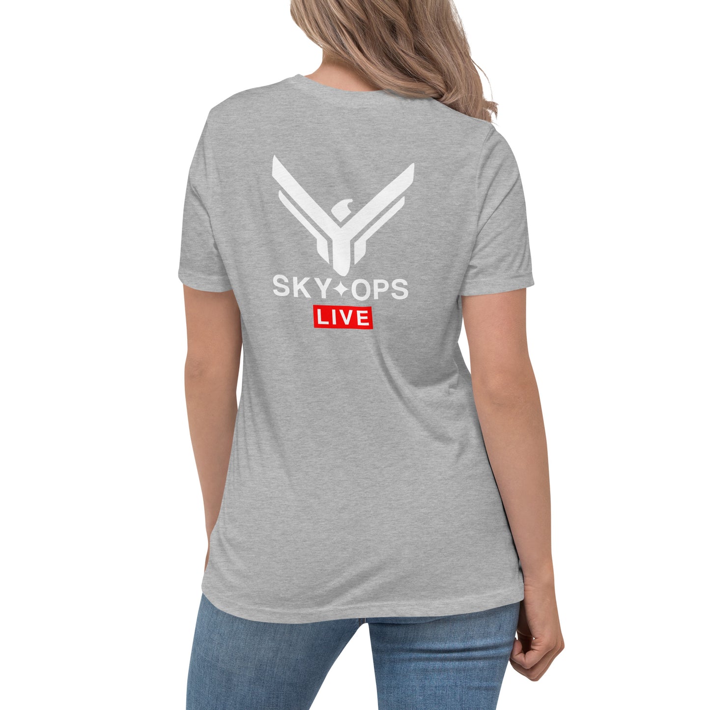 Women's Relaxed T-Shirt - Sky Ops Live Classic Logo on Back w/ Front Corner Logo